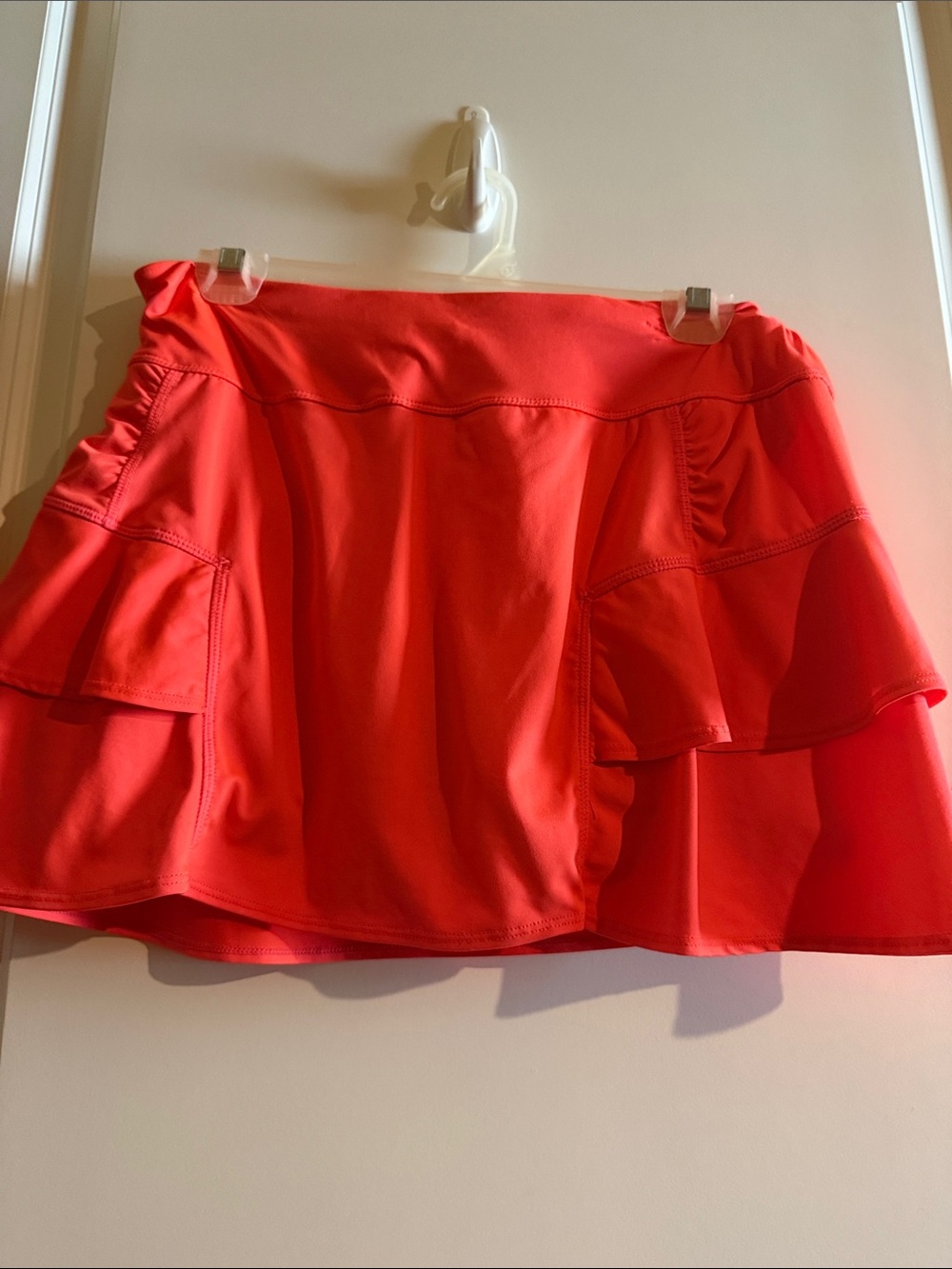 Athleta Coral Red Ruffle Skater Skirt